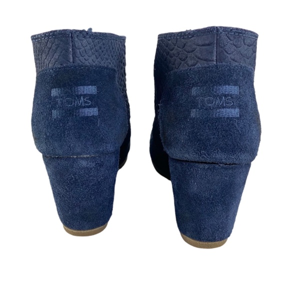 Toms Blue Suede Wedge Booties Lace Up - Picture 7 of 9
